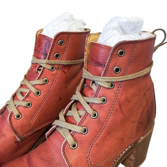 Frye RARE Vintage Red Leather Sabrina Lace Up Boots Size 7 - Picture 5 of 11